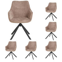 DININGSESSEL San Carlo - 6er Set - drehbar - hellbraun - Hellbraun/Hellgrau, Textil/Metall (57/87/68cm) - bene living