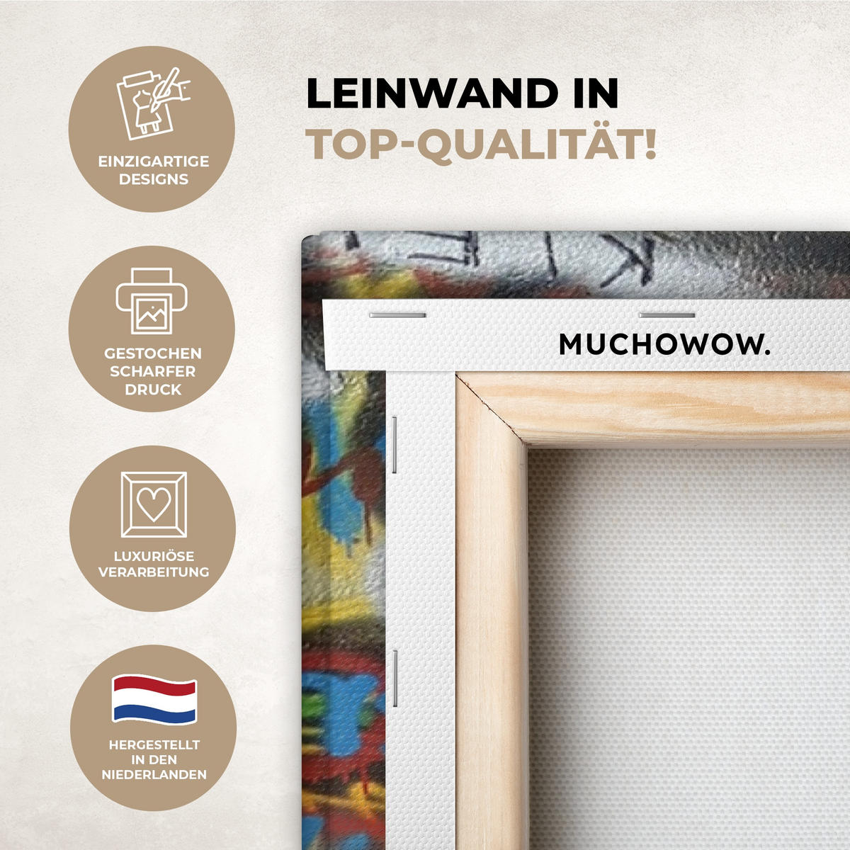 LEINWANDBILD Graffiti - Junge - Ilussie - Straßenkunst 90x140 cm - Hellgrau, Textil (90/140cm) - MuchoWow