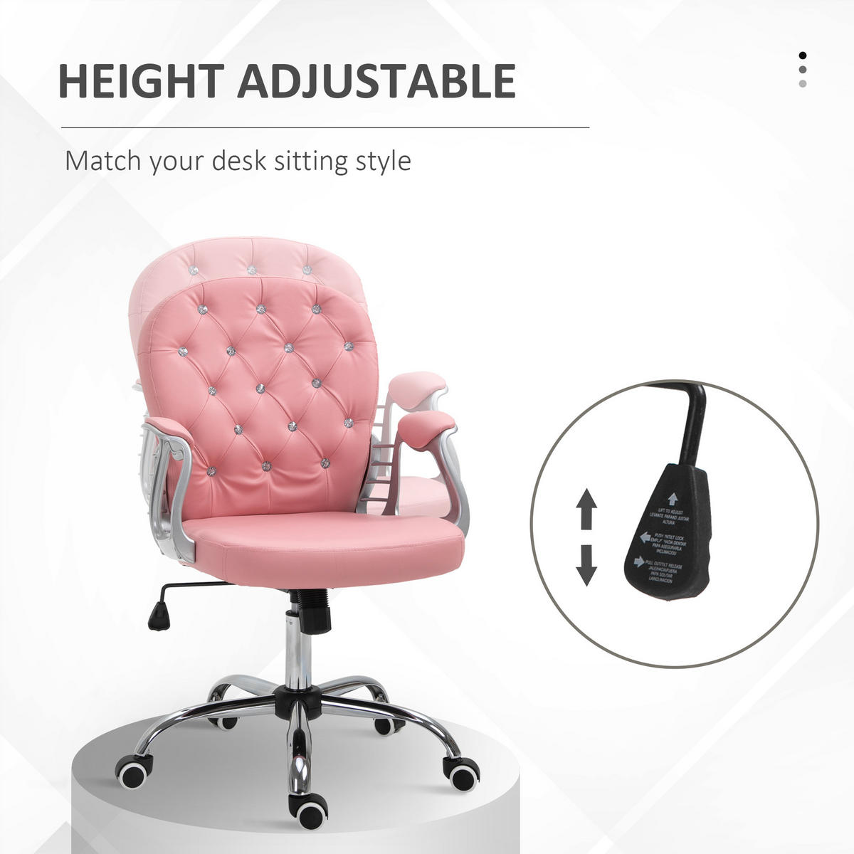 ERGONOMISCHER Bürostuhl Chefsessel Gepolsterte Rückenlehne Kunstleder Rosa - Rosa, Kunststoff (60.5/103/59.5cm) - Vinsetto