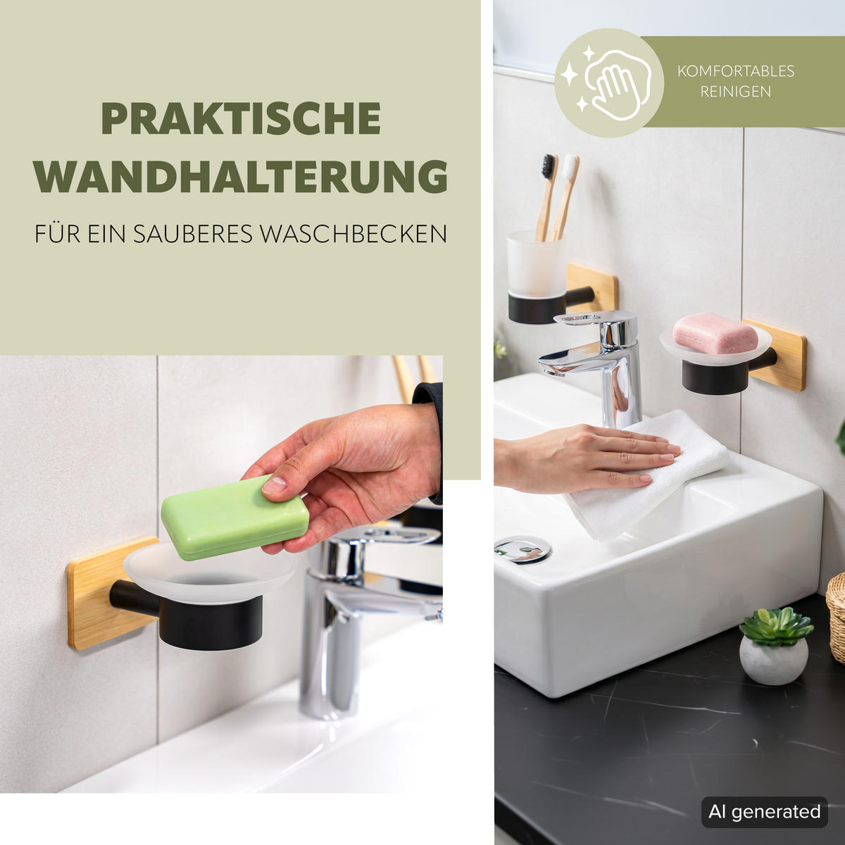 SEIFENSCHALE PIAZZA BLACK TAPE BAMBUS, Edelstahl, Bambus, schwarz - Schwarz, Naturmaterialen (11/6/14cm) - bremermann