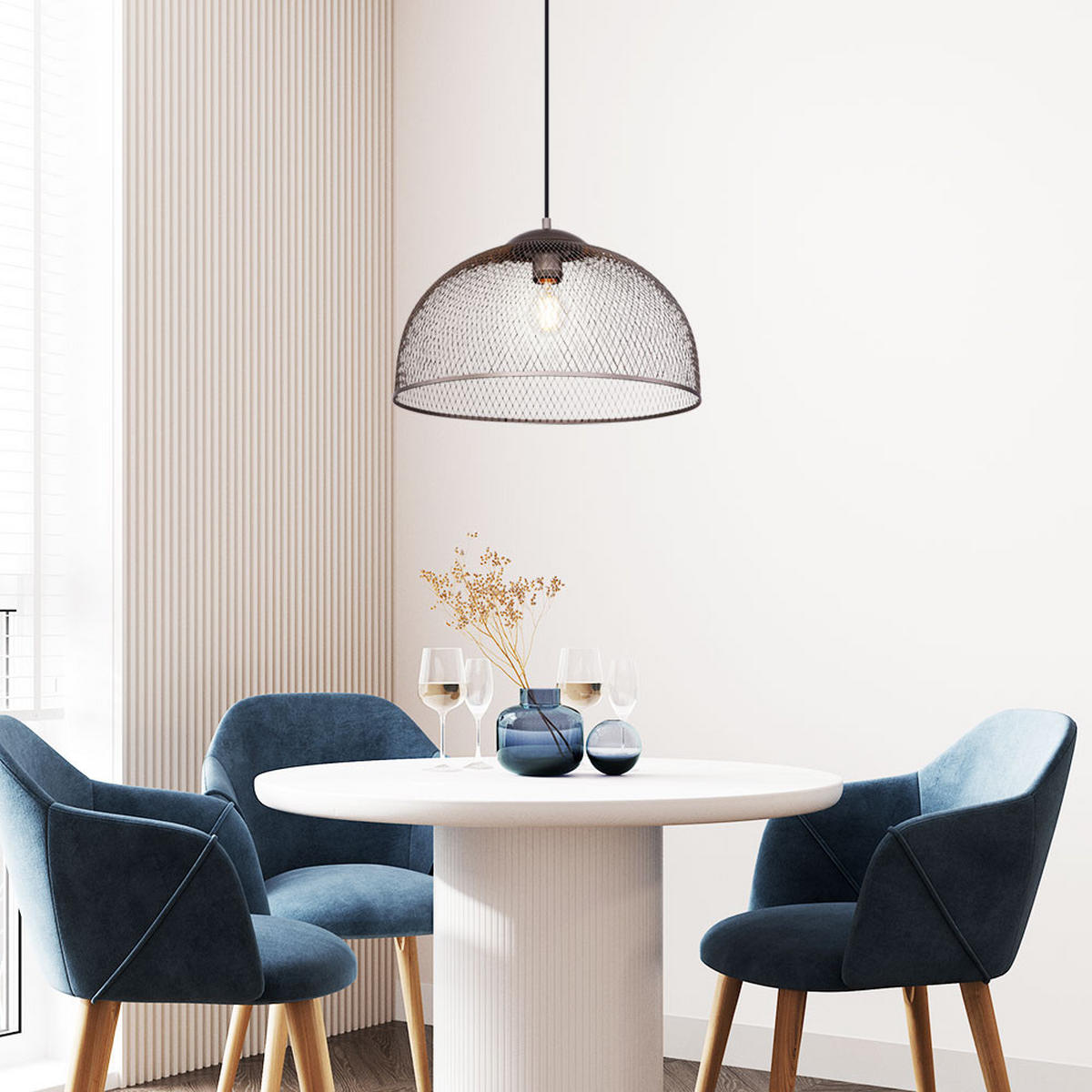 HÄNGELEUCHTE MONIGA Silber Chrom dunkel - Silberfarben, Metall (40/40/150cm) - Globo Lighting