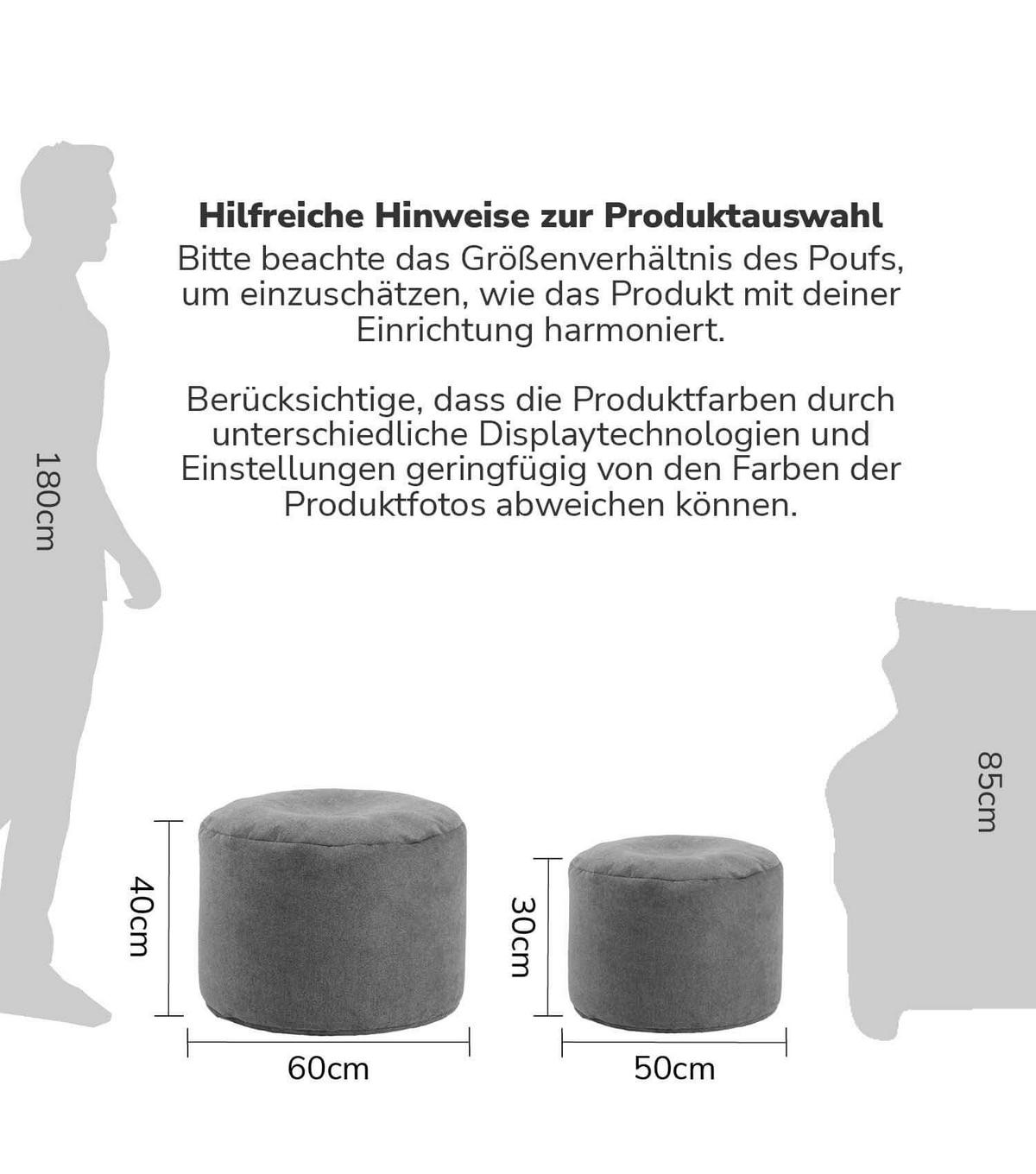 POUF Der Ruhepouf - Anthrazit, Textil (50/30/50cm) - Mokebo