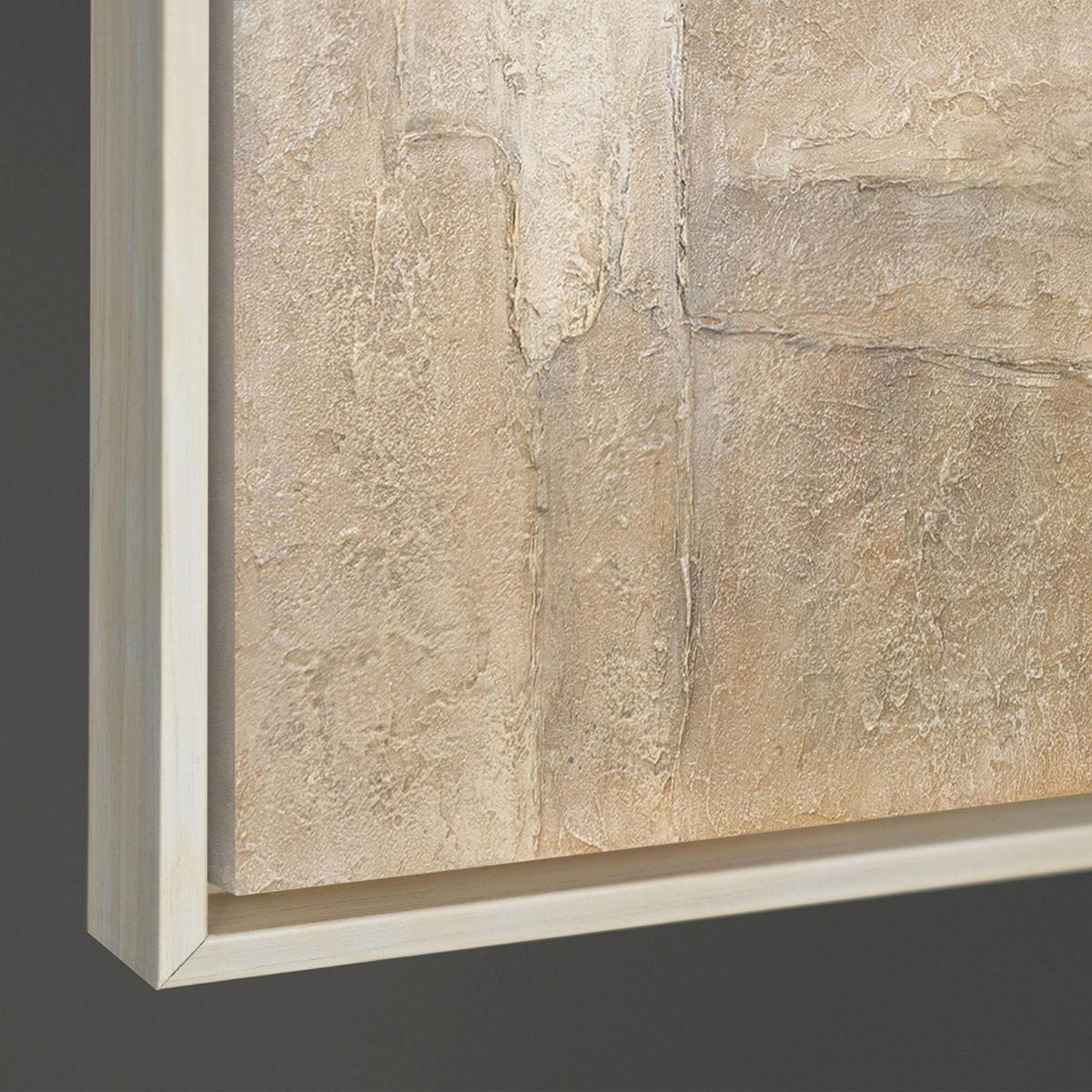 GEMÄLDE Vertikalen der Zeit Schattenfugenrahmen Beige 120x80 cm - Beige, Holz (120/80cm) - YS-art gallery