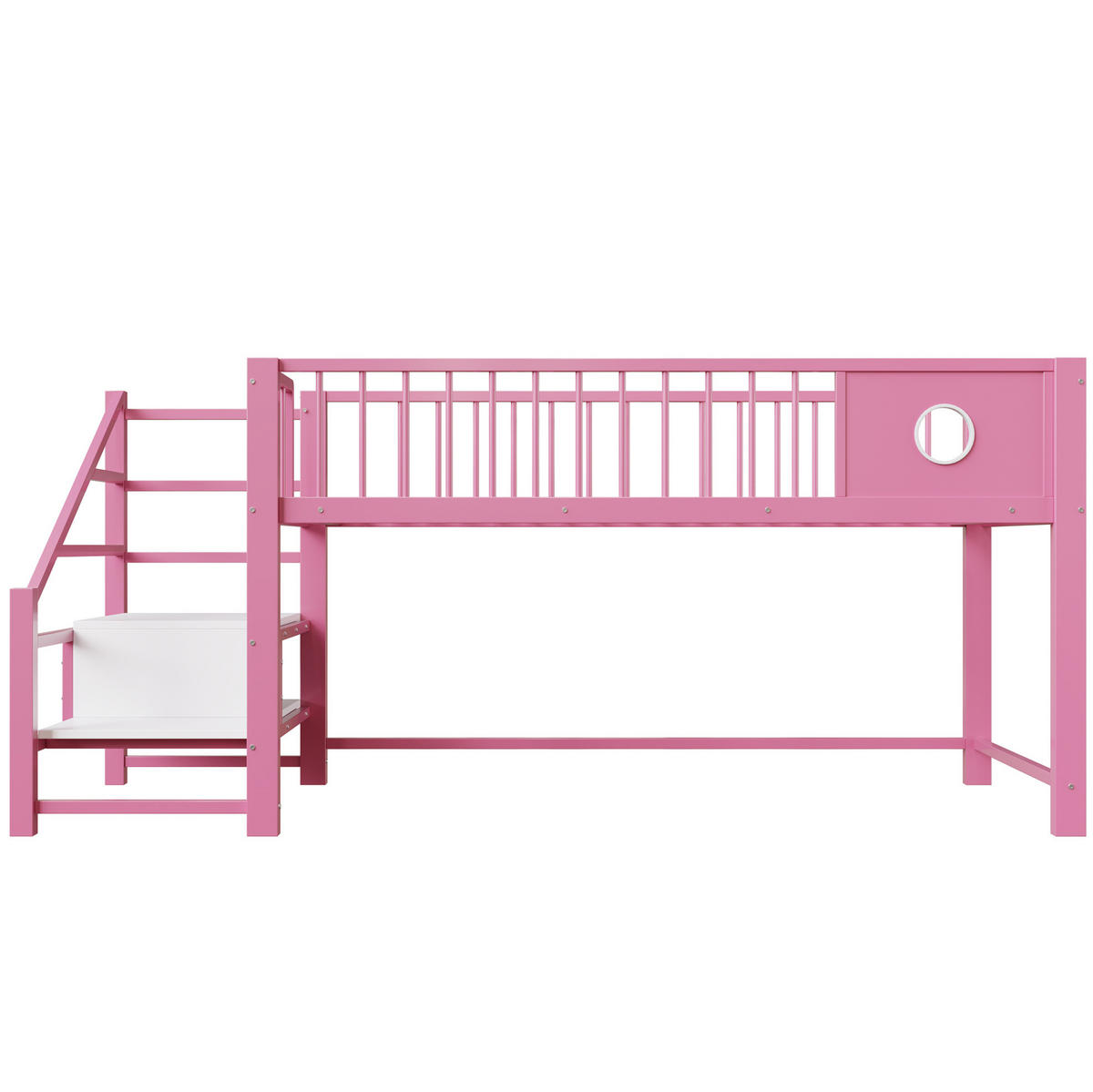 HOCHBETT 90/200 cm Rosa mit Stauraumleiter aus Metall - Pink, Metall (90/200cm) - MIVRAY