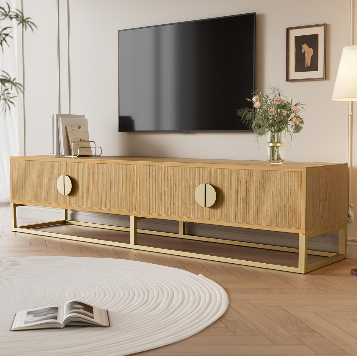 LOWBOARD 180/40/40 cm in Holzfarbe aus MDF und Spanplatte mit 4 Türen und Soft-Close - Braun, Holzwerkstoff (40/40/180cm) - OKMYHOME