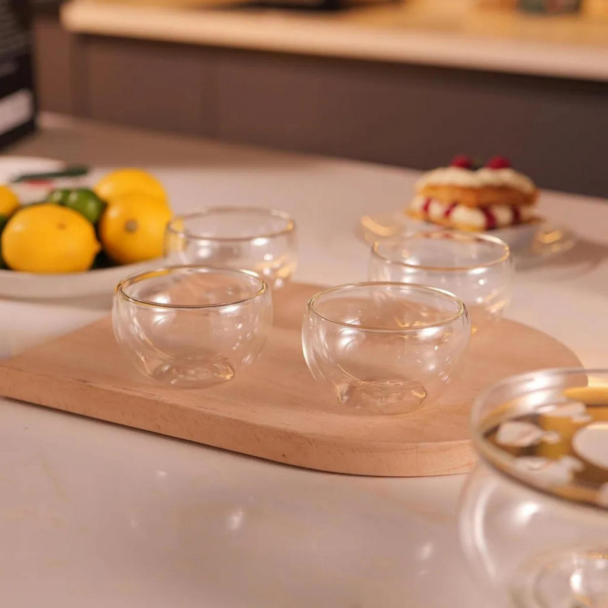 TEETASSENSET Transparent 6-tlg, doppelwandig, 80 ml, Borosilikatglas, Hitzebeständig, Glastassen, Espressotassen, Heißgetränke, Trinkgläser - Transparent, Glas (6.1/6.2/6.1cm) - JUNG