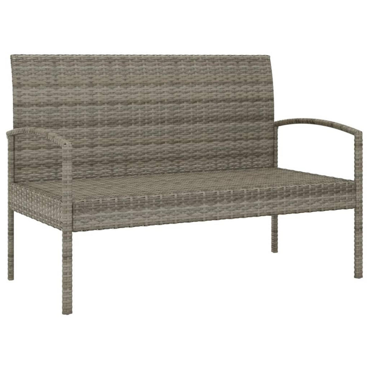 GARTENBANK Mit Kissen Grau 105 Cm Poly Rattan - Grau, Kunststoff (105/74/58cm) - vidaXL