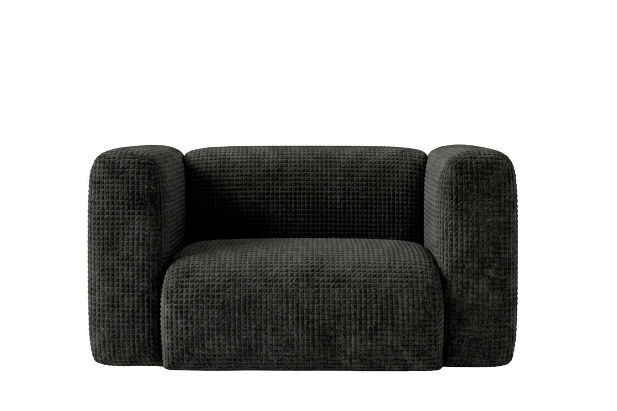 WOHNZIMMERSESSEL aus Chenille-Stoff Cremona, Anthrazit, GRETA - Anthrazit, Holz (137/70/89cm) - Kaiser Möbel