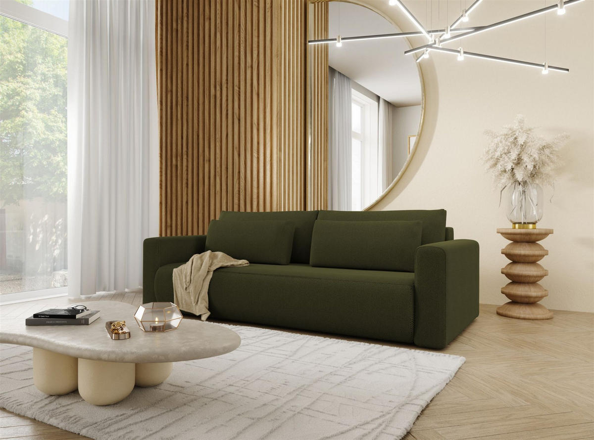 SOFA Schlafsofa Chaira - Grün, Holzwerkstoff/Textil (238/85/103cm) - Fun Möbel