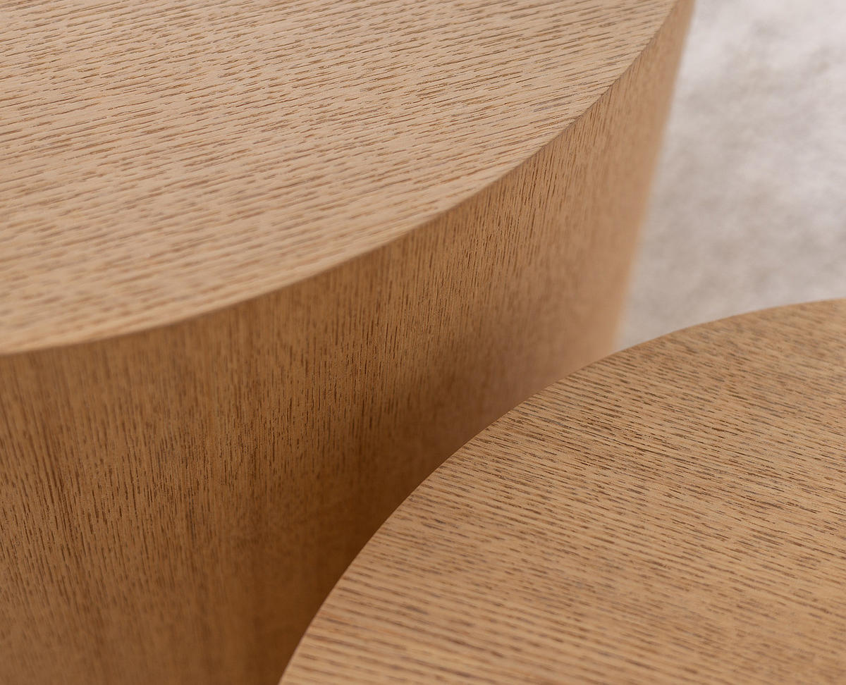 BEISTELLTISCH - 2er-Set - Rund - Eschefarben, Holzwerkstoff (33/48/40cm) - home24
