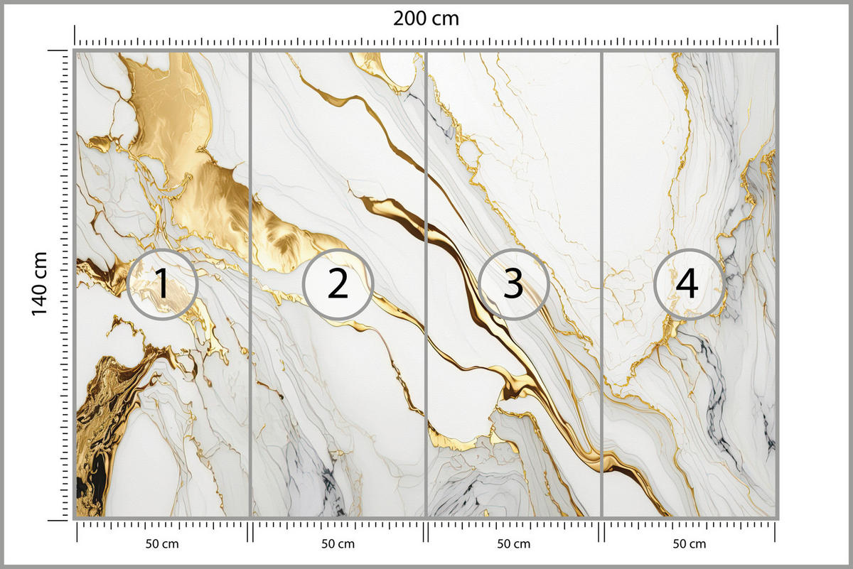 FOTOTAPETE Marmor Abstraktion Glamour Beige Modern Luxus Creme 200x140 - Gelb/Beige, Papier (200/140cm) - Muralo