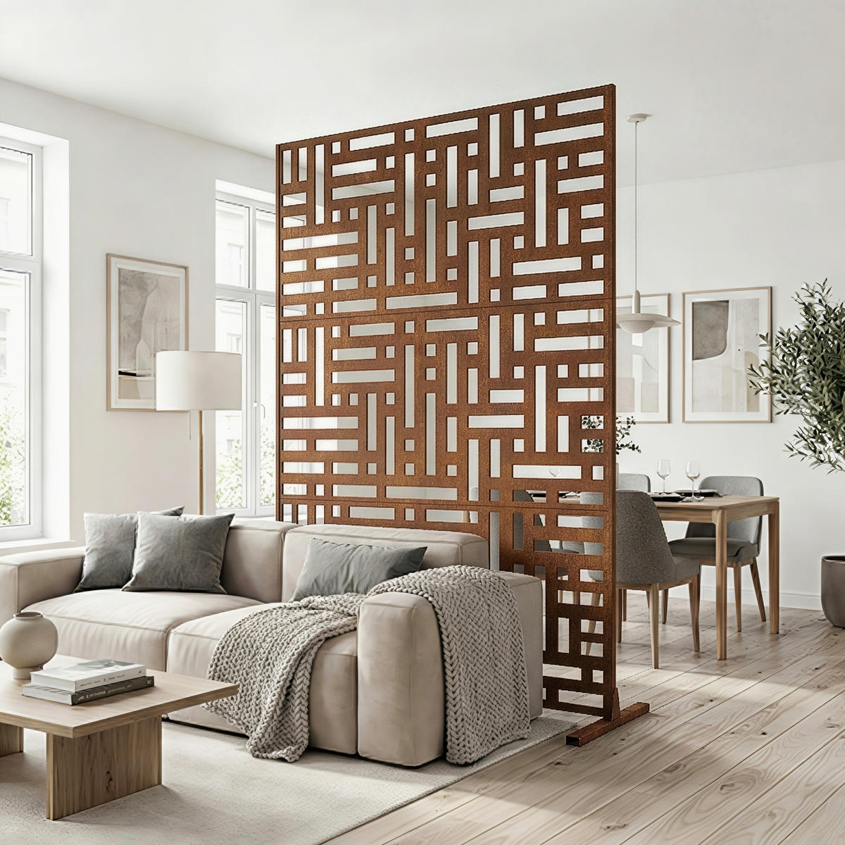 DĚLÍCÍ STĚNA Bernalda - rezavá, kov (120/180cm) - casa.pro