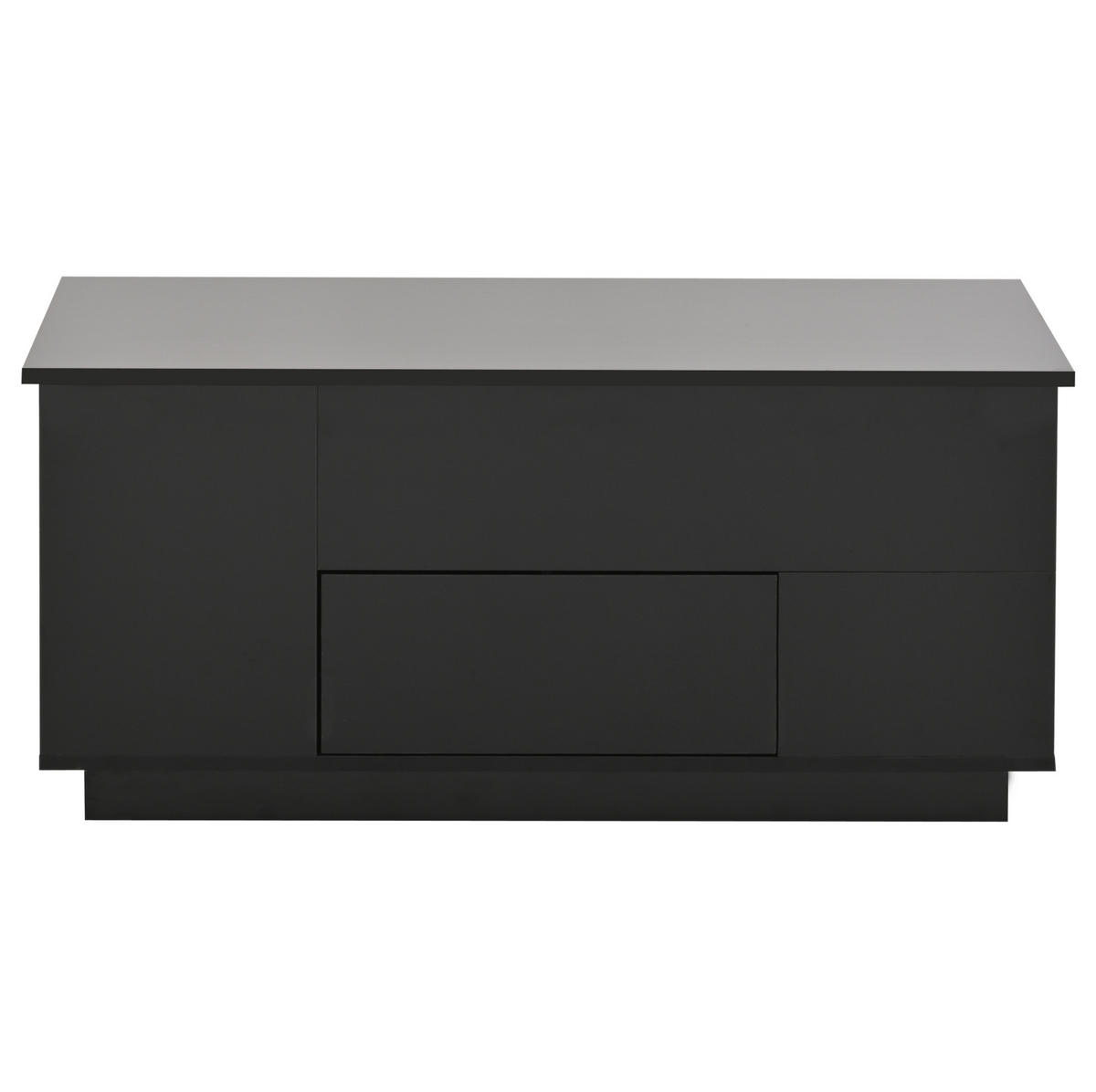 COUCHTISCH 100/50 cm schwarz aus Spanplatte mit höhenverstellbarer Tischplatte, LED und Stauraum - Schwarz, Holzwerkstoff (100/50/40cm) - OKMYHOME