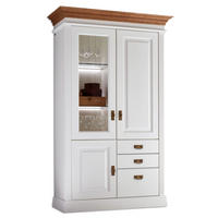 STAND-GLASVITRINE Novara 3-türig - Weiß/Braun, Holz (117/196/45cm) - Casamia Massive Möbel