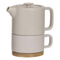 TEEKANNE mit Tasse Natural Hellrosa 400 ml 13,5/10/15 cm - Rosa, Keramik (10/13.5cm) - Secret de Gourmet