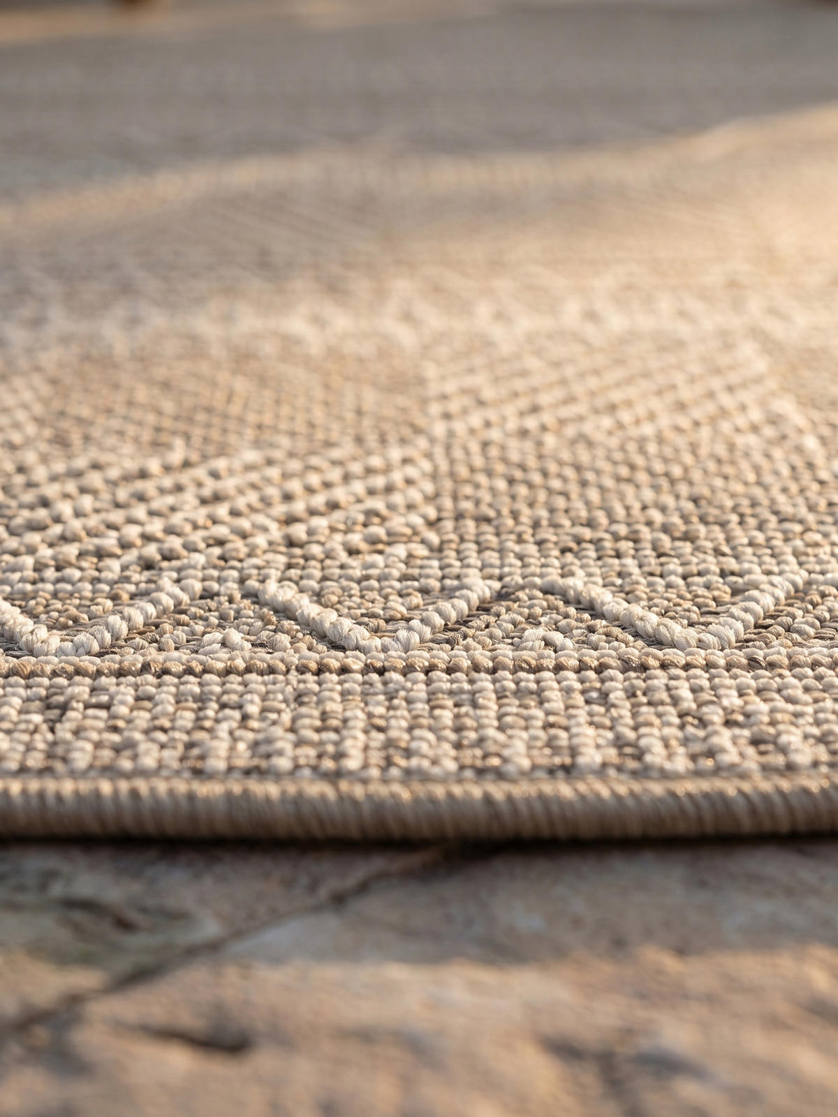 TEPPICH Outdoor VENTOUX in Beige, im Ethno-Stil, Ø 80 cm - Beige, Textil (80/80cm) - KADIMA DESIGN