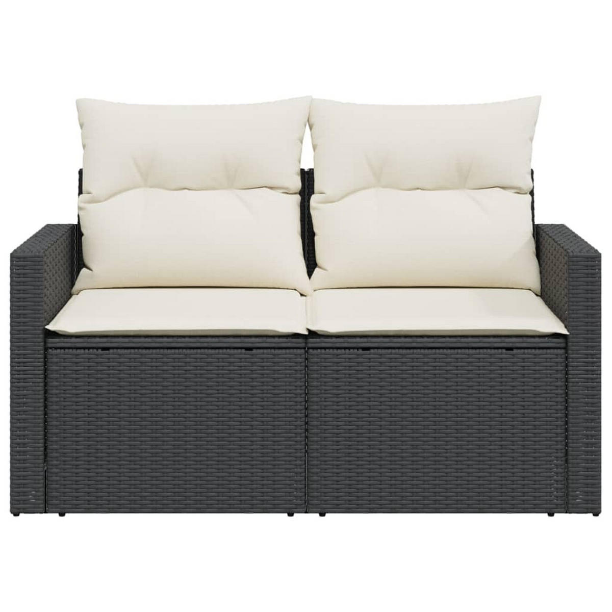 GARTENSOFA Mit Kissen 2-Sitzer Schwarz Poly Rattan - Schwarz, Kunststoff (131/69/62cm) - vidaXL