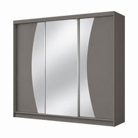 KLEIDERSCHRANK Nox 240 cm Graphit Spiegel 4 Schubladen Griffe silber - Graphitfarben, Holzwerkstoff (240/216/61cm) - KS Home Concept