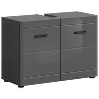 WASCHBECKENUNTERSCHRANK SOFT (B/H/T: ca. 80/56/34 cm) in grau/grau hochglanz - Grau, Holzwerkstoff (80/56/34cm)