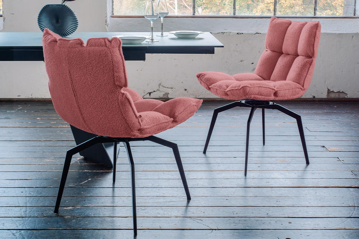 ESSZIMMERSTUHL BARO Pink Webstoff - Pink/Schwarz, Kunststoff/Textil (54/86/65cm) - KAWOLA