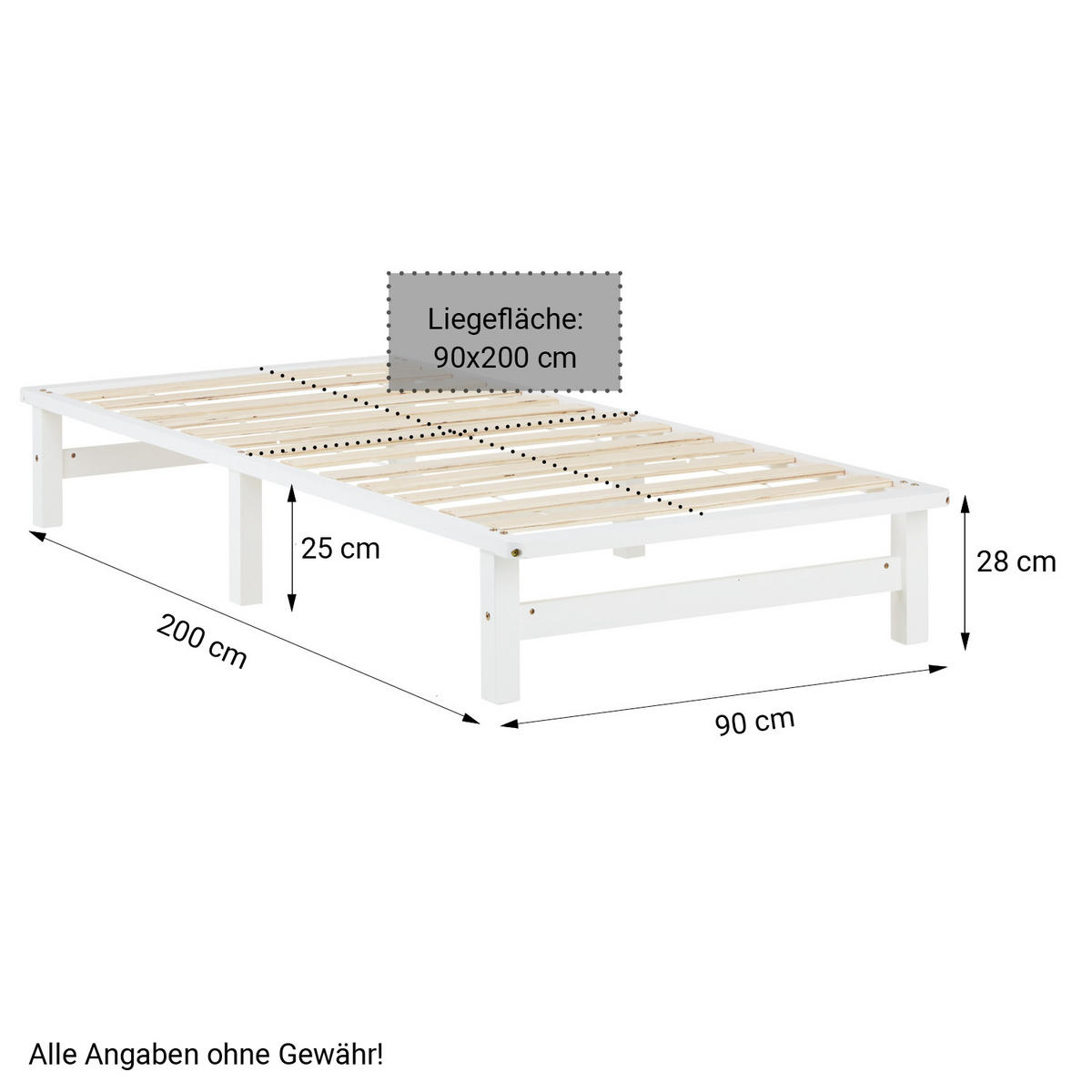 HOLZBETT mit Stauraum 90/200 cm weiß - Weiß, Holz (90/200cm) - Homestyle4u