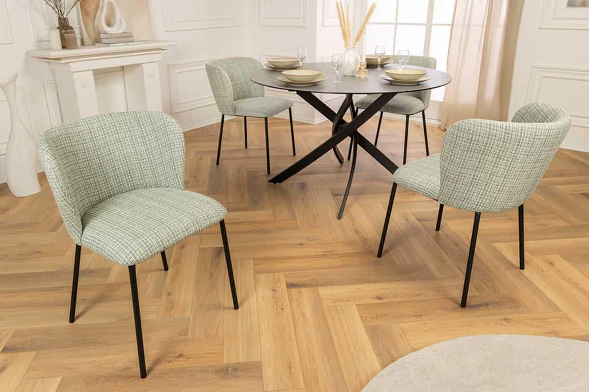 STUHL LYON Bouclé 75 cm - Schwarz/Rosa, Textil/Metall (54/75/58cm) - riess-ambiente