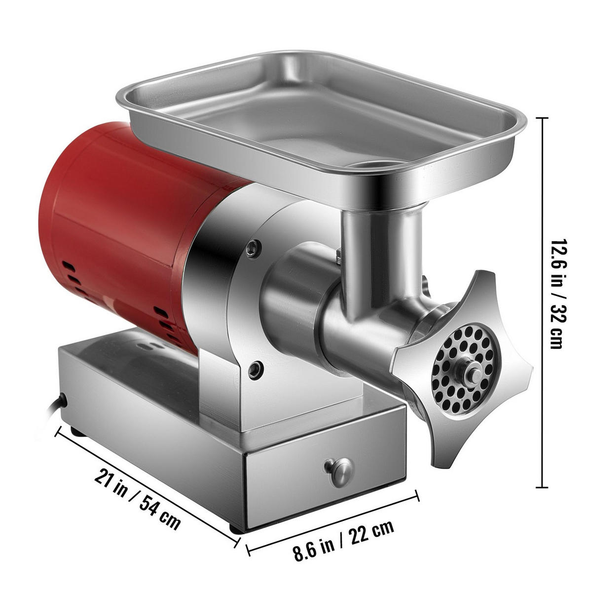 FLEISCHWOLF 800W Edelstahl Rot - Silberfarben, Metall (30.02/43/60.02cm) - Rolipo