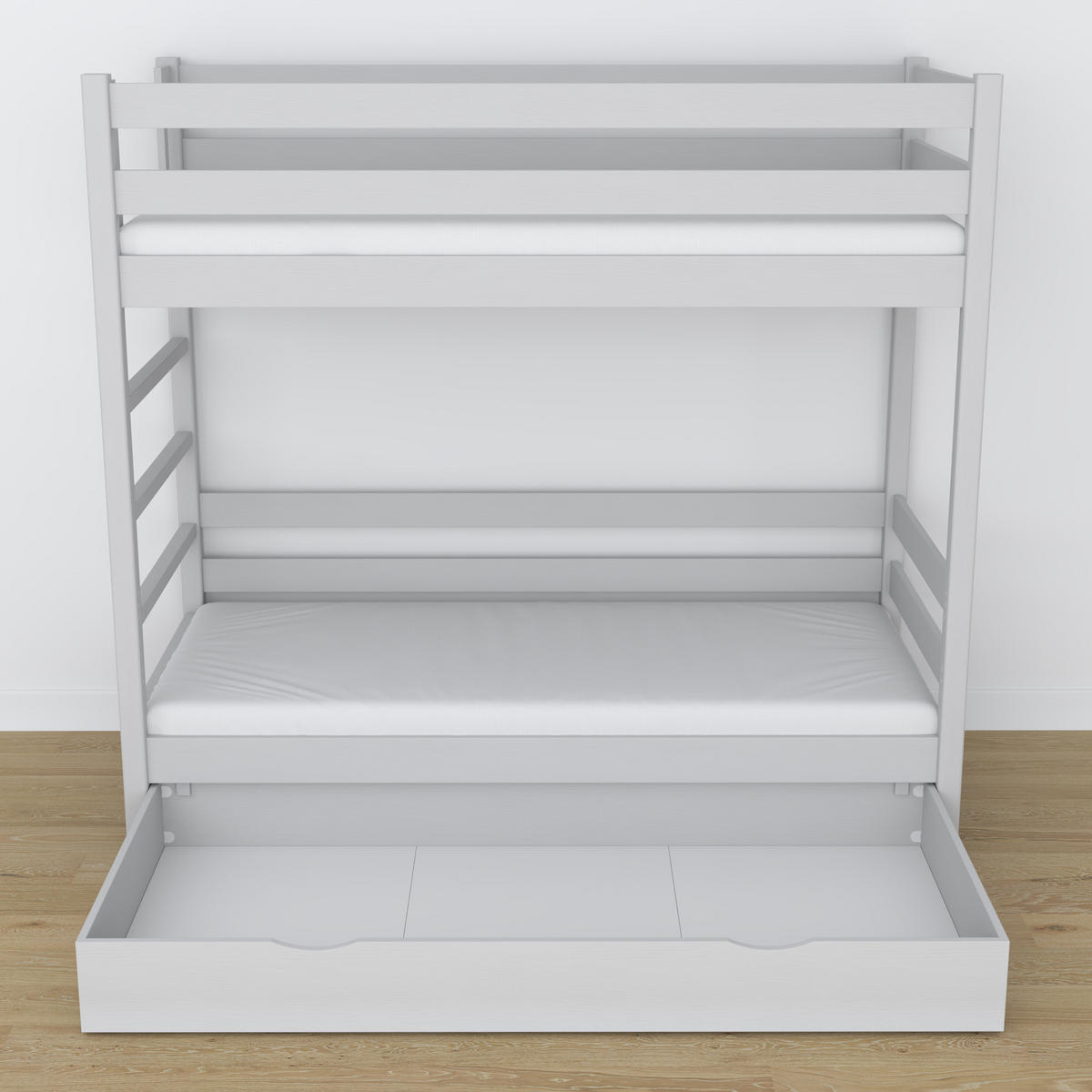 ETAGENBETT N03 mit Schublade Grau 80/200 - Grau, Naturmaterialien/Holz (80/200cm) - N-Wood