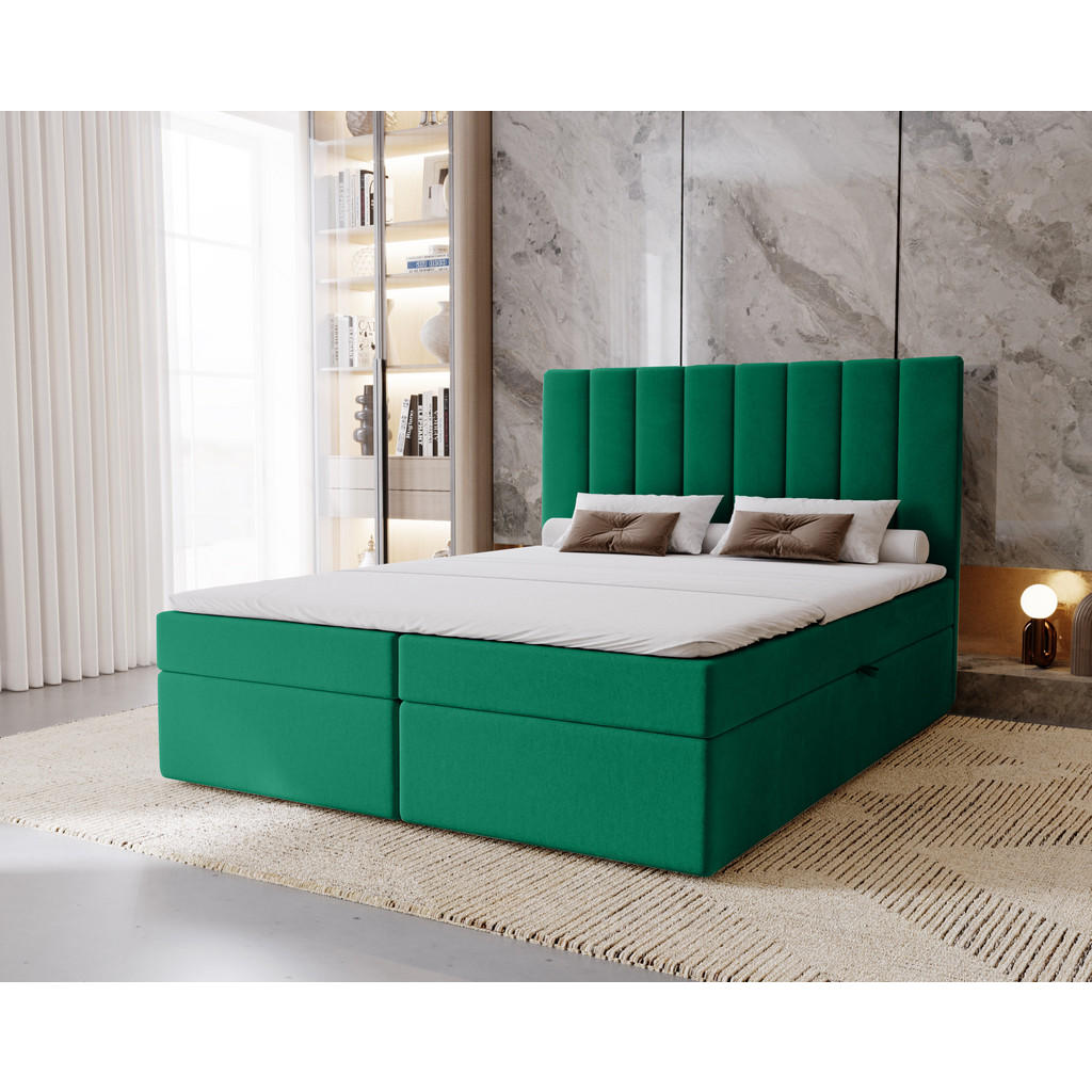 Thumbnail - Marpur Boxbett, Grün, Textil, Höhe ca. 16 cm, 180x200 cm, Oeko-Tex® Standard 100, Schlafzimmer, Betten, Boxspringbetten