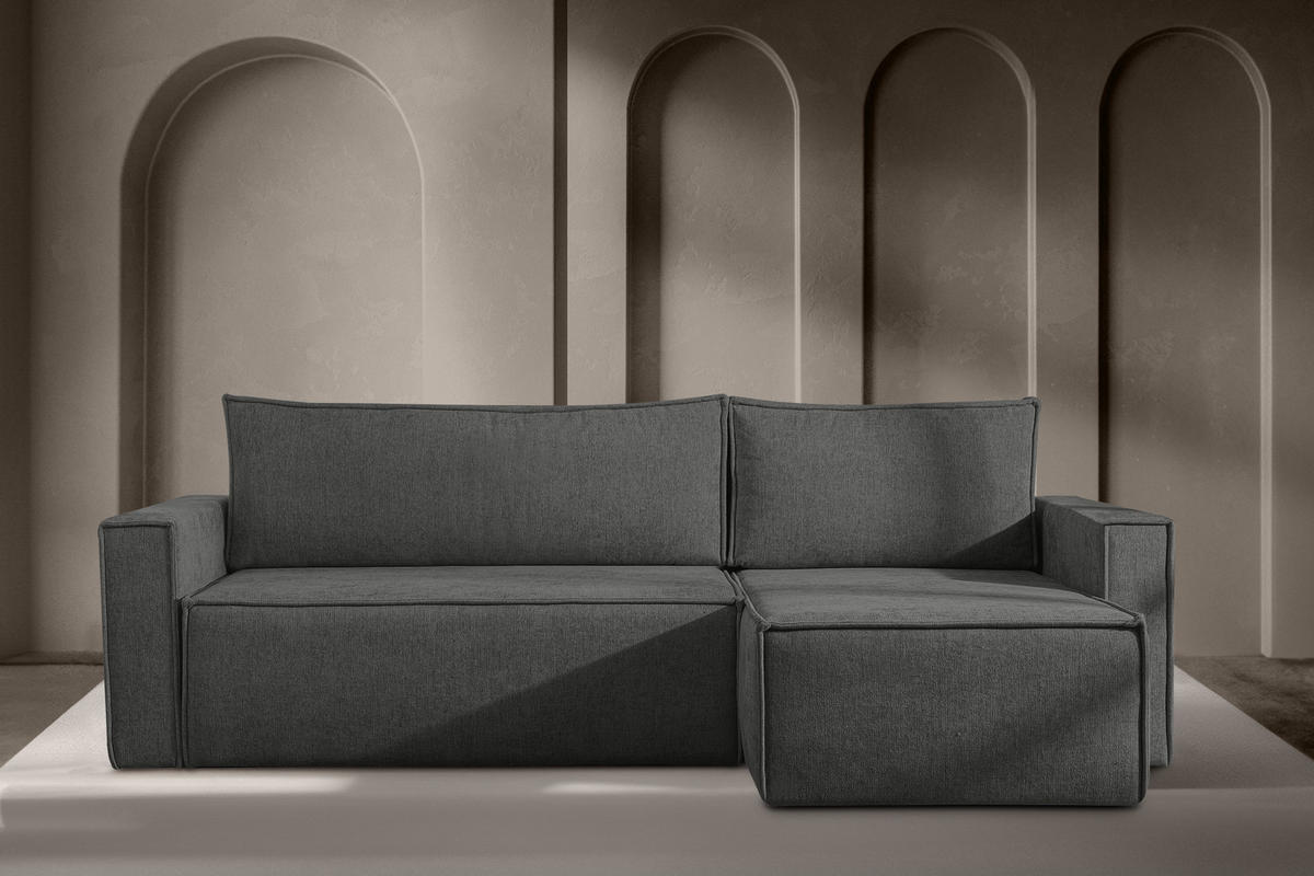 UNIVERSAL-ECKSOFA NAPI II mit Schlaffunktion, silber - Silberfarben, Textil (246/148cm) - KONSIMO®