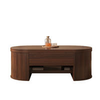 COUCHTISCH Nussbaum mit Hubplatte und verstecktem Stauraum - Cognac, Metall (110/55/55cm)