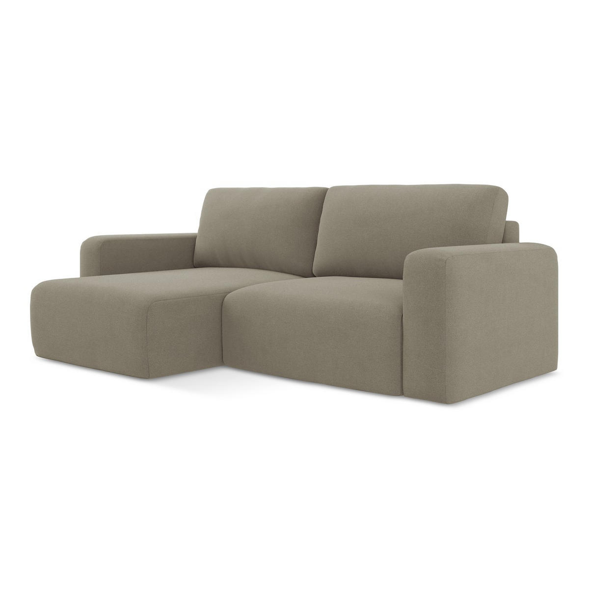 ECKSOFA mit Schlaffunktion links Strukturstoff Stoff Beige - Beige/Schwarz, Kunststoff/Textil (149/244cm) - LaMiaSofa