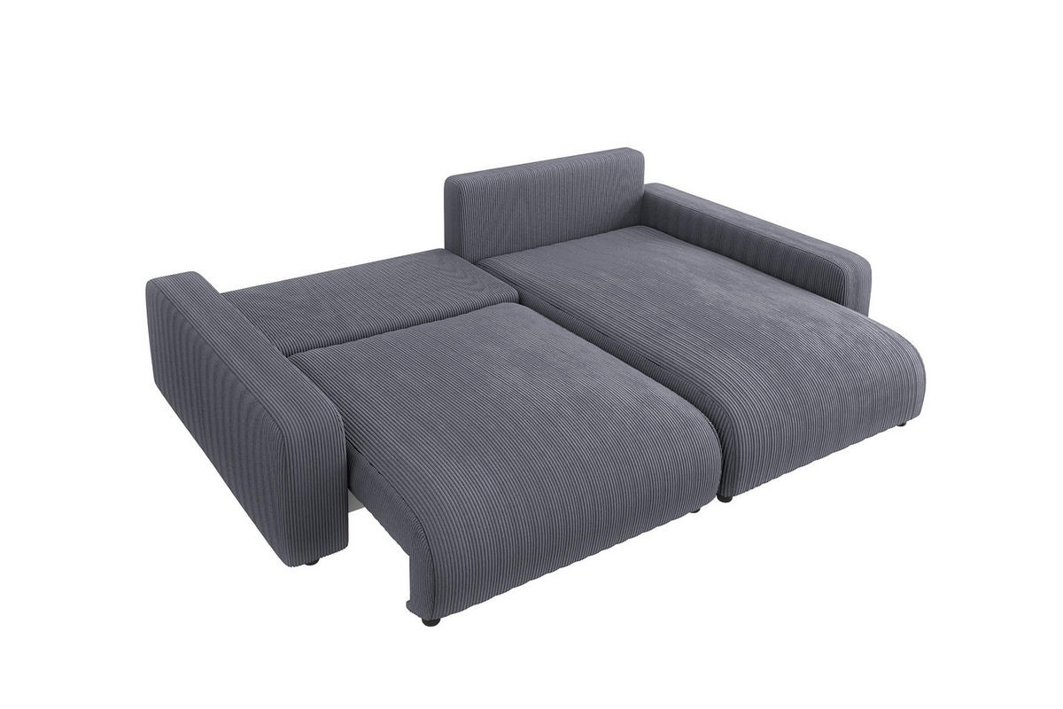 ECKSOFA Emma Grau Cord - Ottomane rechts - Grau, Textil (234/170cm) - S-Style Möbel