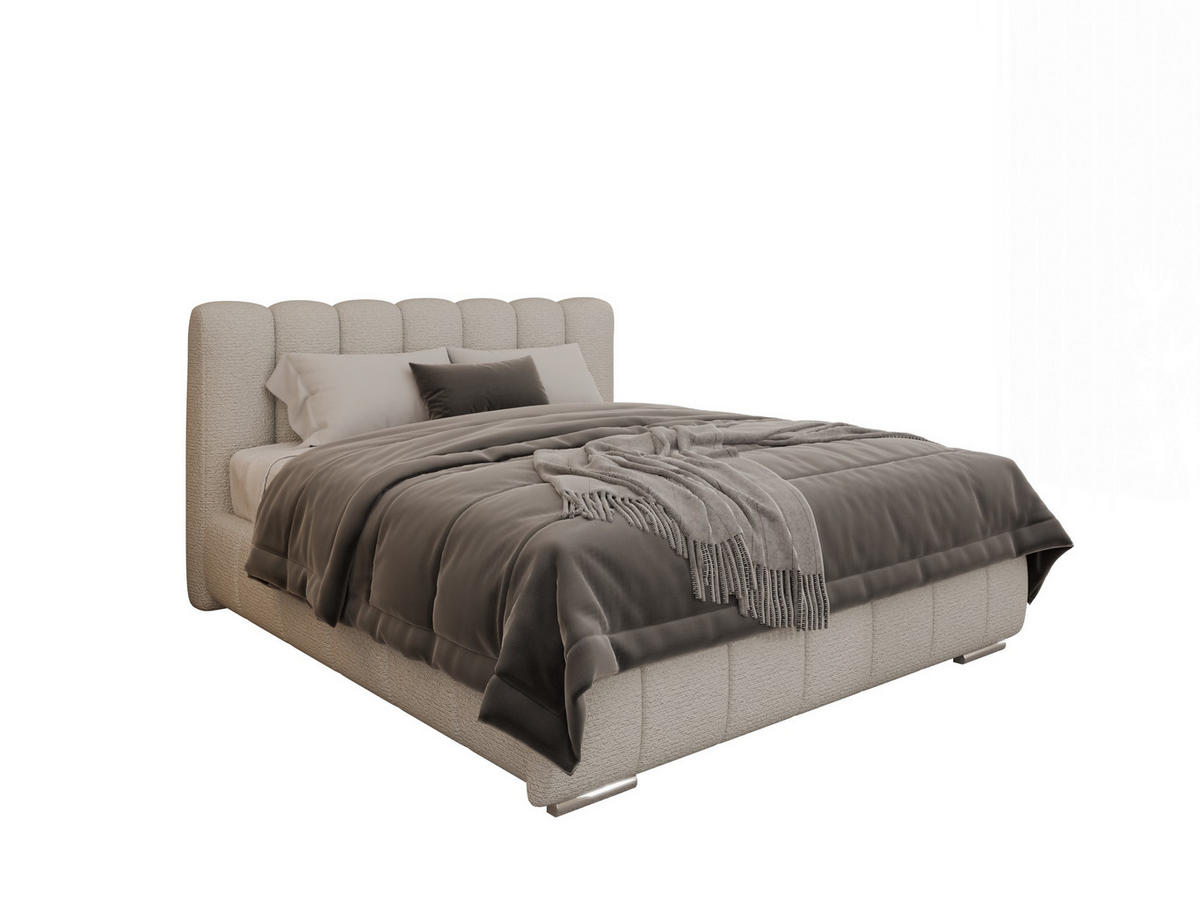 POLSTERBETT Zaira 160x200cm – Elegantes Polsterbett für modernen Wohnstil , Taschenfederkernmatratze Pocket (19cm), cappuccino - Cappuccino, Holz (160/200cm) - Panda Möbel