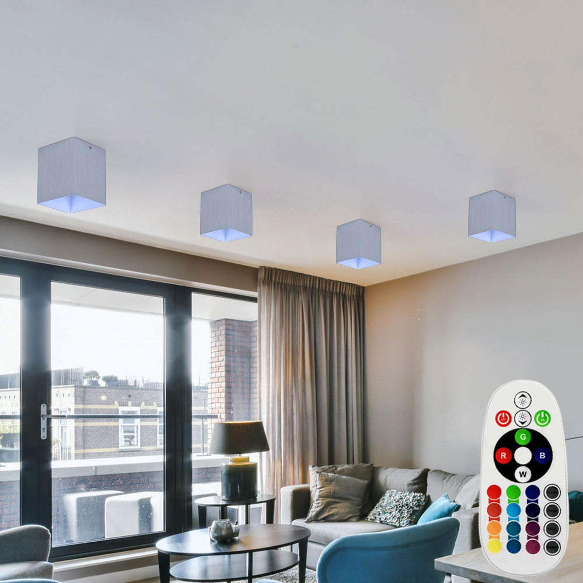 LED DECKENLEUCHTE BANTRY Silber gebürstet 2er Set - Silberfarben, Metall (10/10/12cm)