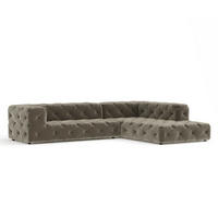 ECKSOFA Cosimo Taupe Samtstoff - Taupe/Schwarz, Holz/Holzwerkstoff (325/228cm) - Maison de Reve