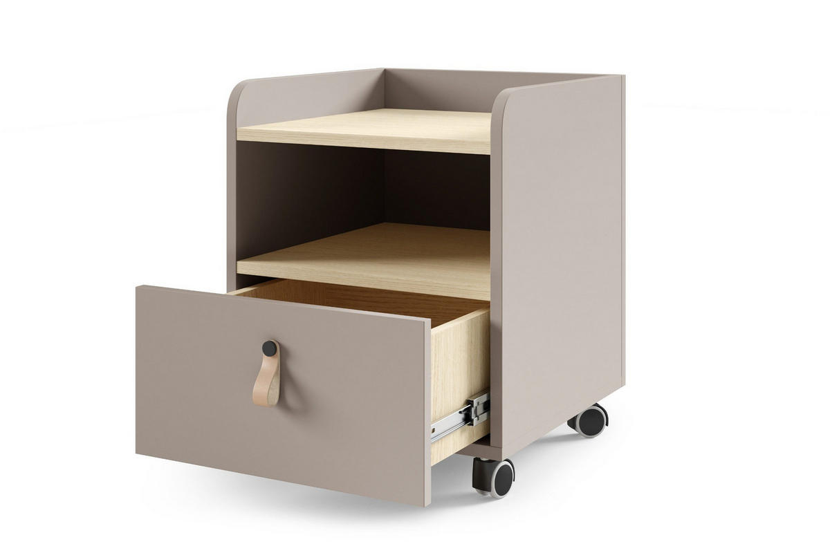 ROLLCONTAINER SOVI 17 40 / 49 / 42 cm in Porcini / Eiche Mavelie - Greige/Eichefarben, Holzwerkstoff (40/49/42cm) - Deine Möbel 24