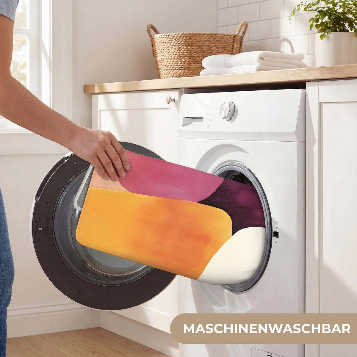 KOUPELNOVÁ PŘEDLOŽKA Tvary - abstraktní - barevné 80x50 cm - terakotová, textil/plast (80/50cm) - OnlyWow