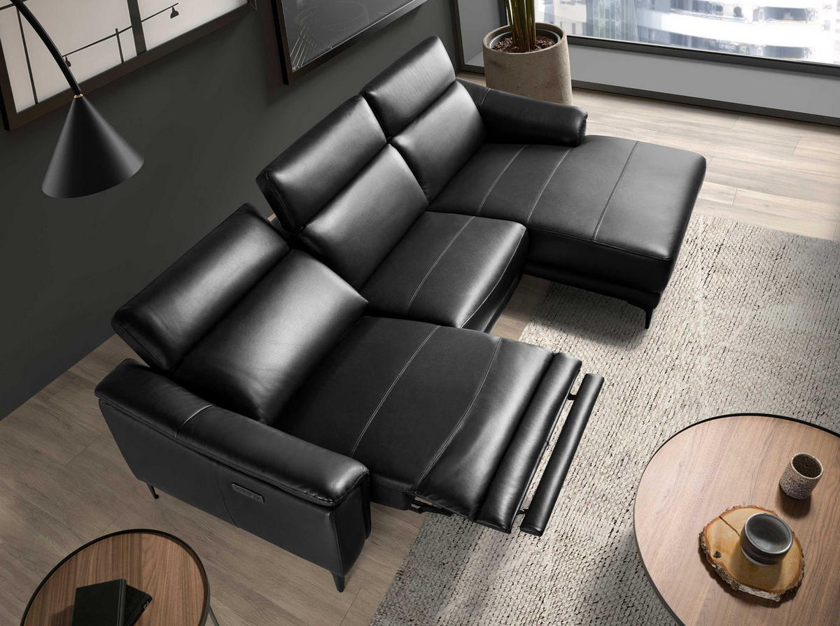 ECKSOFA Ecke Schwarz 272/168/96 cm - Schwarz, Leder (272/168cm) - ANGEL CERDA
