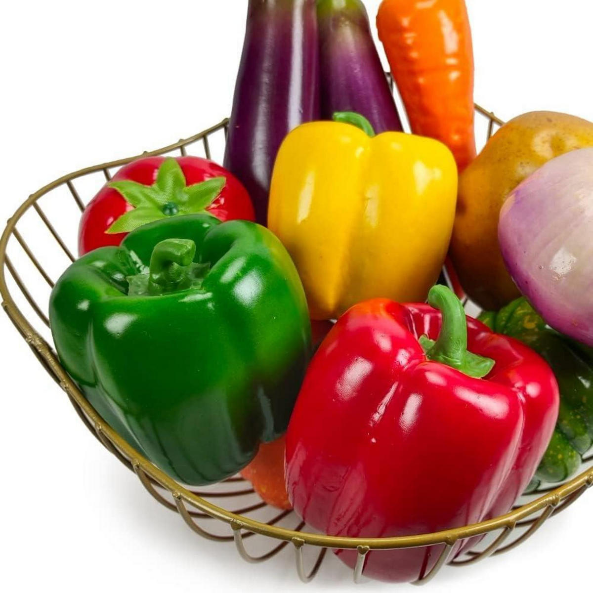 KÜNSTLICHE Paprika 6-teiliges Set Rot Grün Gelb - Multicolor, Kunststoff (8.9cm)