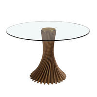 ESSTISCH rund Glas | Walnuss 130/130/76 cm - Transparent/Walnussfarben, Glas (130/130/76cm) - ANGEL CERDA