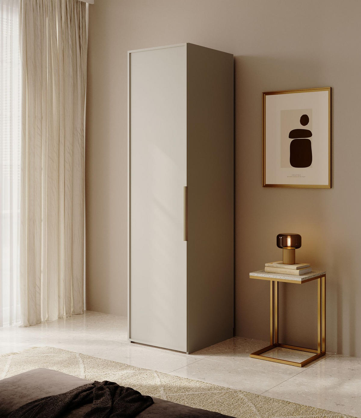 KLEIDERSCHRANK Frame Greige 50 cm - Taupe/Goldfarben, Holzwerkstoff/Metall (50/200.5/57cm) - Selsey