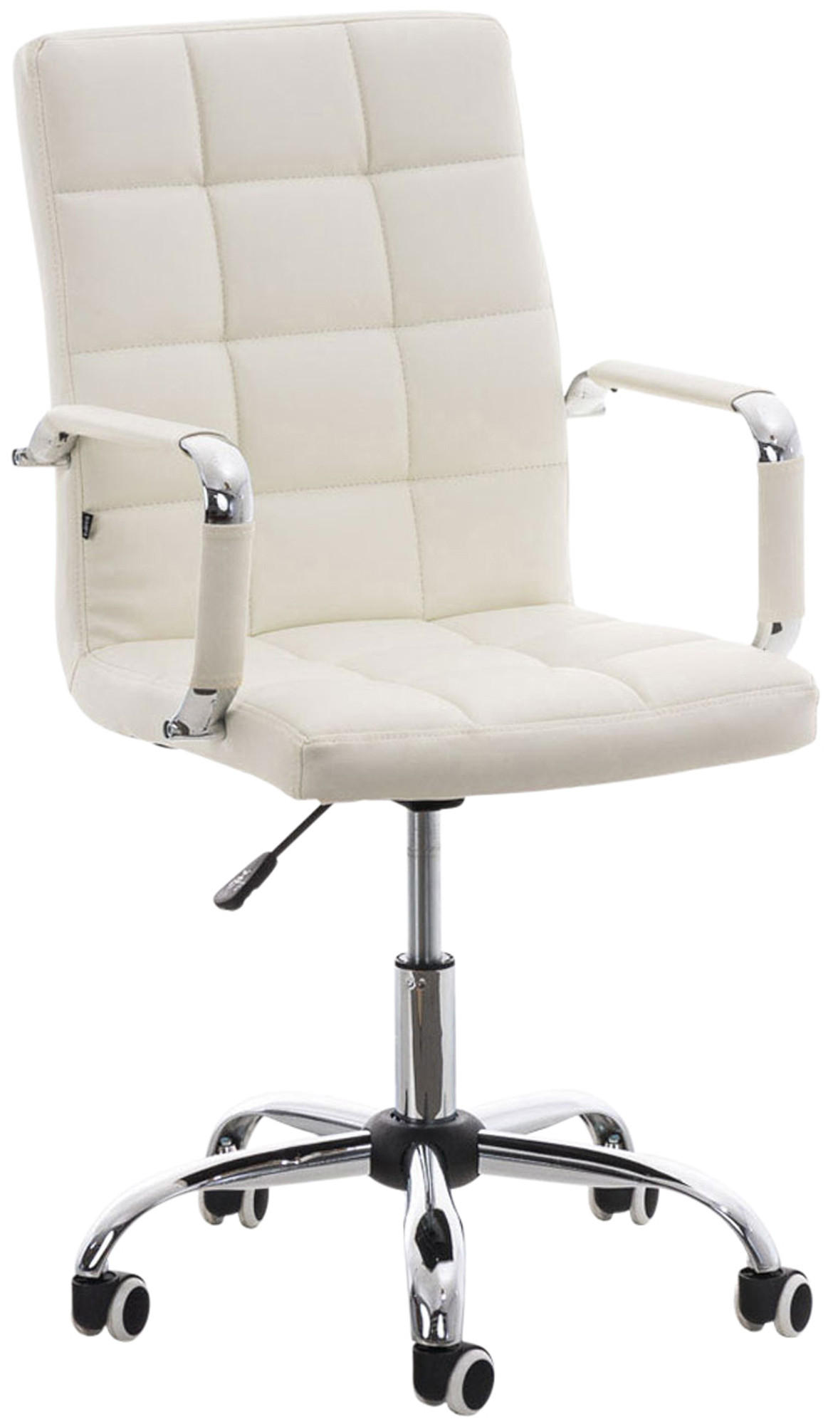 DREHSTUHL Lederlook weiß - Chromfarben/Weiß, Textil/Metall (54/92/59cm) - CLP