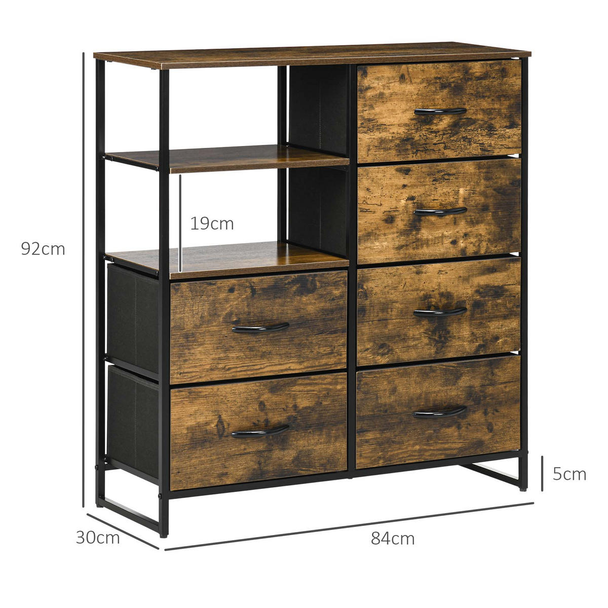 KOMMODE Sideboard - Braun, Holzwerkstoff (30/92/84cm) - HOMCOM