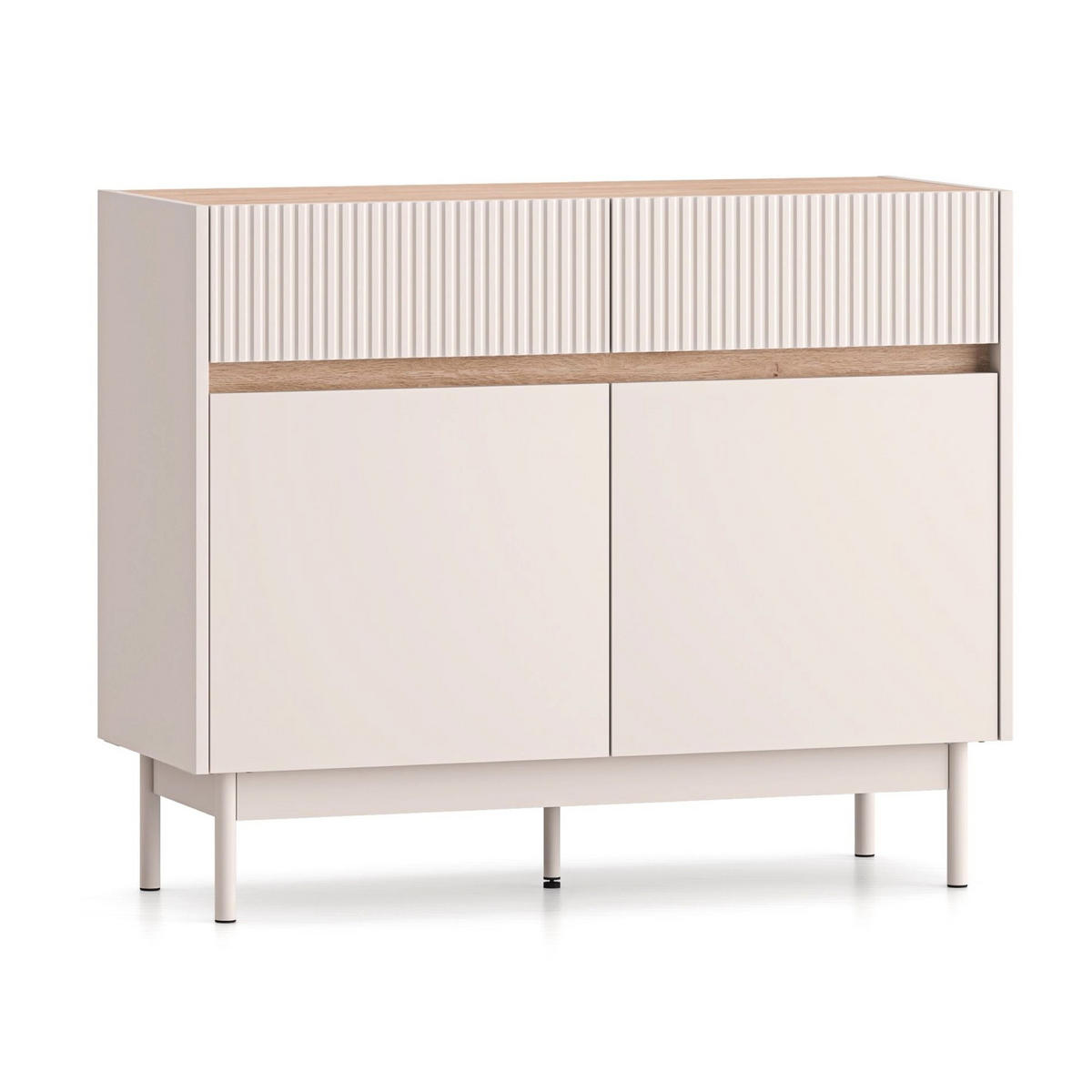 KOMODA Dunea kašmírově šedá/dekor dubu 104 cm - šedohnědá, kov/kompozitní dřevo (104/85/40cm) - Selsey