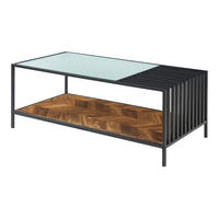 COUCHTISCH Pärghos 120/60/45 cm - Eichefarben/Schwarz, Glas/Metall (60/120/45cm) - [en.casa]