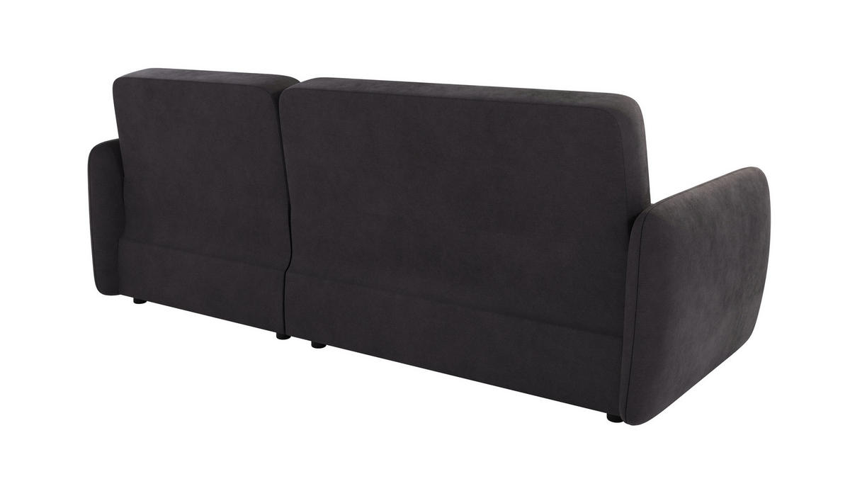 ECKSOFA Lupo Graphit Mikrofaser - Graphitfarben/Schwarz, Holz/Kunststoff (232/147cm) - S-Style Möbel