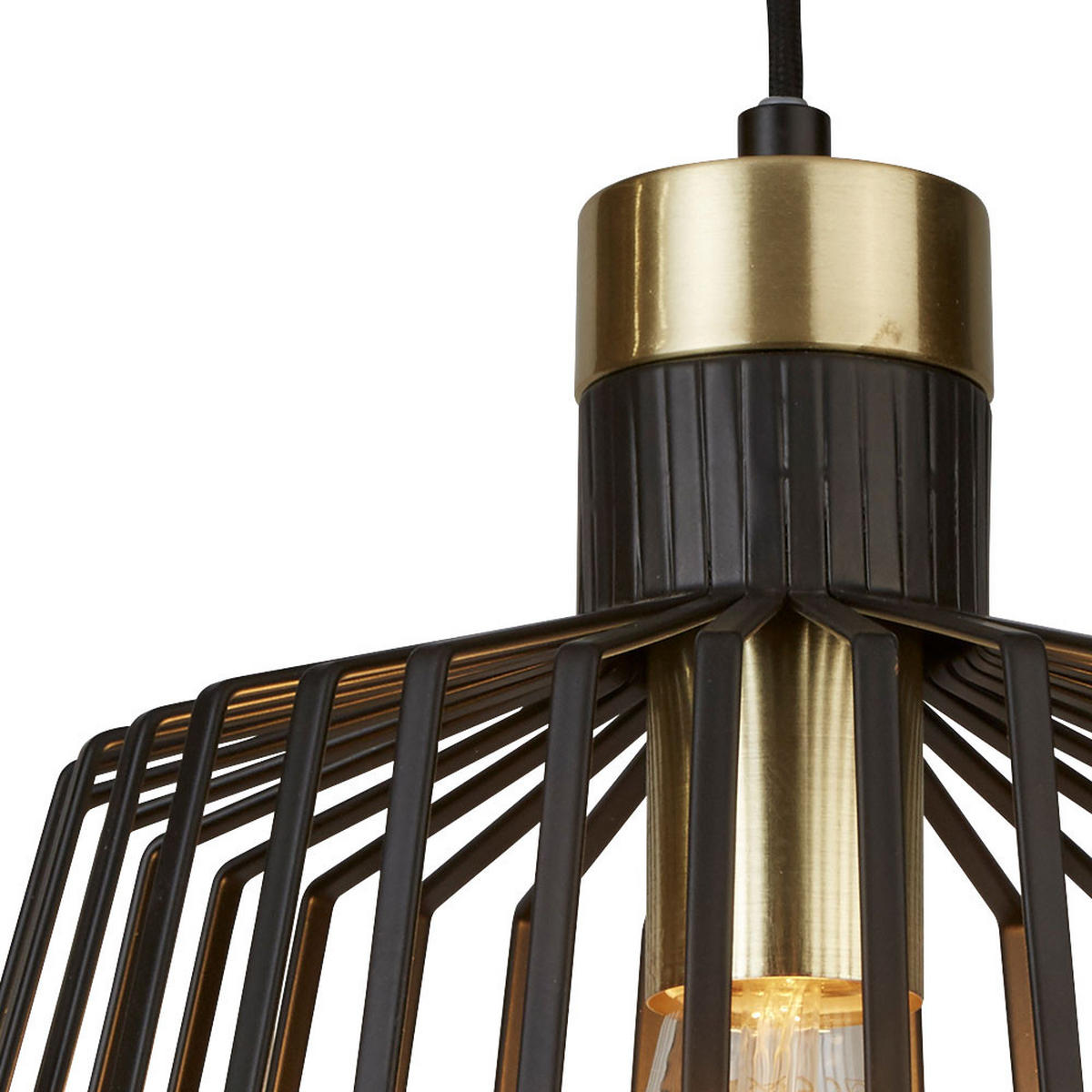 PENDELLEUCHTE Käfig Design Schwarz Gold - Schwarz, Metall (30/30/154cm) - SearchLight
