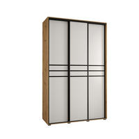SCHWEBETÜRENSCHRANK 235,2/150/60 3-türig - Schwarz/Weiß, Holz/Metall (150/235/60cm) - Abiks Möbel