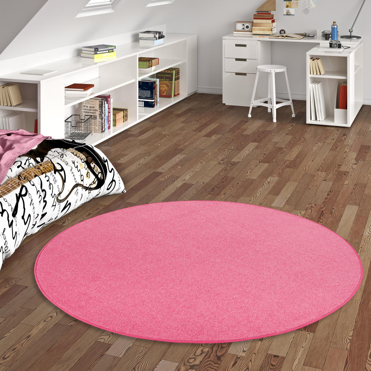 TREND VELOURS TEPPICH JOY RUND - Rosa, Textil (100/100cm) - Snapstyle